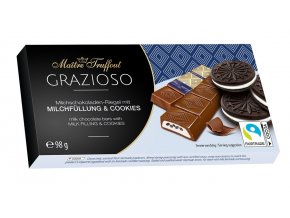 Grazioso milk chocolate with milk cream and cocoa biscuit pieces 98g Image 1 Zoom image