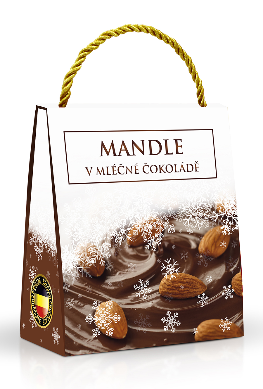 Mandle v mléčné čokoládě - Vánoce (bílohnědá taška) 200g