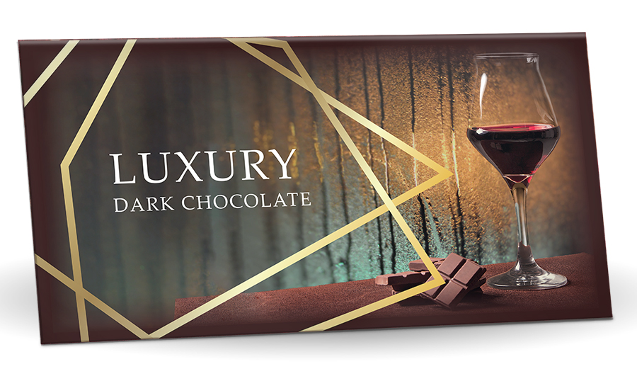 LUXURY Sklenička s červeným vínem - hořká 72% s brusinkami 175g