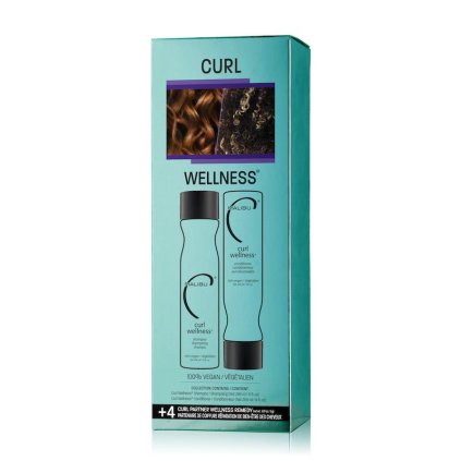 Malibu C Curl Wellness® Collection - sada vlasové péče pro vlnité a kudrnaté vlasy, šampon 266 ml, kondicioner 266 ml, 4 x wellness sáček