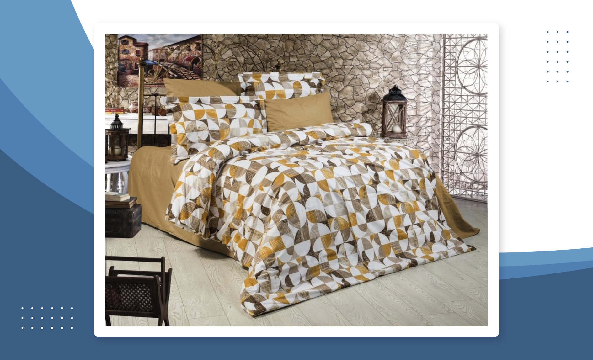 Krepové povlečení 140x200 - Kruhy zlaté