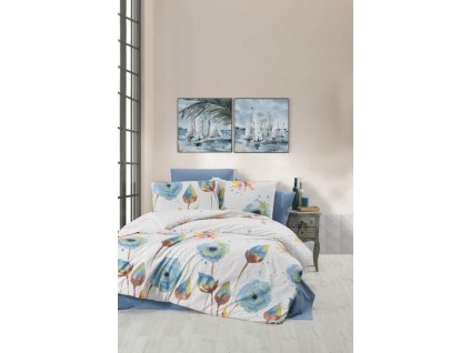 Bavlněné povlečení 140x200 - Paví oko modré