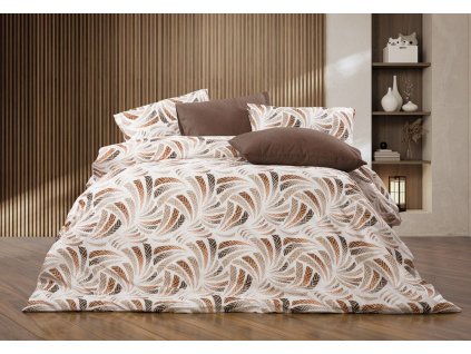 Bavlněné povlečení prodloužené (140x220) - Vějíř hnědý
