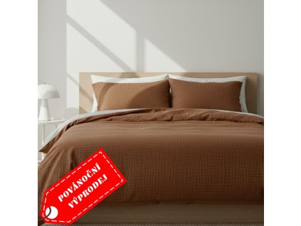 Mušelínové povlečení hnědé  140x200 + 70x90 cm
