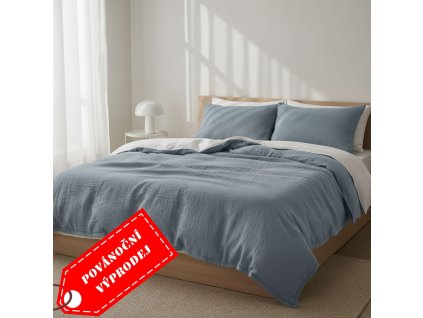 Mušelínové povlečení stříbrné 140x200 + 70x90 cm