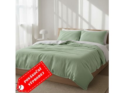 Mušelínové povlečení mátové 140x200 + 70x90 cm
