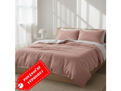 Mušelínové povlečení růžové 140x200 + 70x90 cm