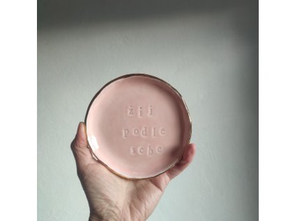 Žij podle sebe - mini talířek z porcelánu s okrajem z pravého zlata