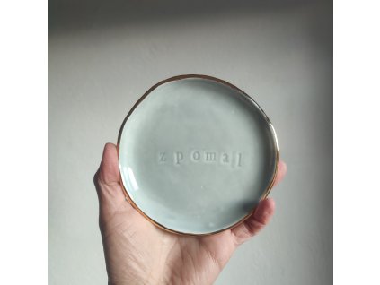 Zpomal mini talířek v šedé glazuře