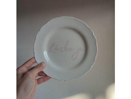 Láska je, desertní bílý porcelánový talířek