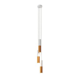 bodovky lustr tub-e14 metal 3x matná bílá - kartáčovaná měď