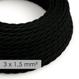3x1 textilni spletany kabel cerny