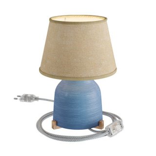 zarovkou se se strukturovana barva juta lampa stinidlem prirodni zarovka impero modra vaso stolni keramicka