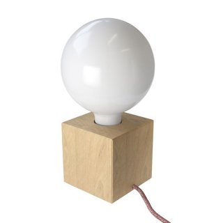 Stolní lampa dřevěná Posaluce Cubetto (Barva RX08 kabel bavlněný Bronte zelený)