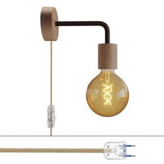 e27 lampa do wood switch spostaluce zasuvky nastenna přírodní dřevo - rez