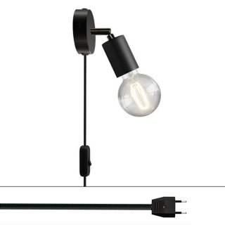 zasuvky metal do nastenna lampicka plug e27 spostaluce černá