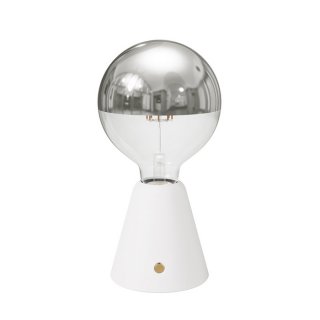 portable and rechargeable cabless01 led lamp with silver half sphere globe light bulb 01