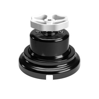 cerny otocny s vypinac porcelanovy p-knob-base rameckem bílá