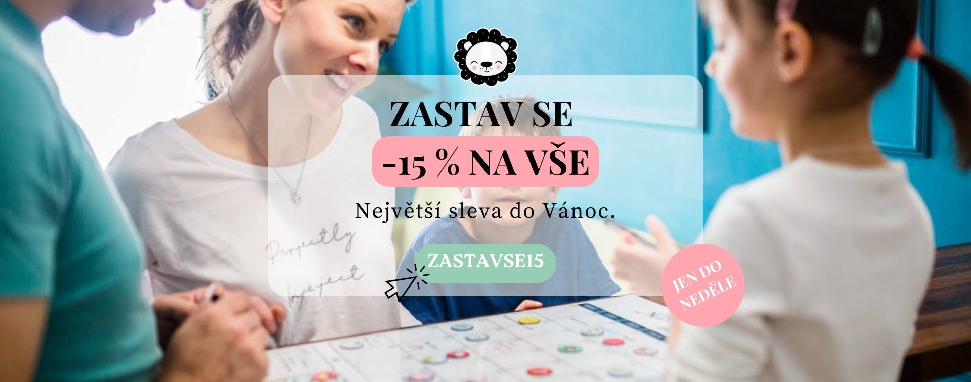 Banner k akci Lyonis – sleva 15 % na celý sortiment, kód ZASTAVSE15