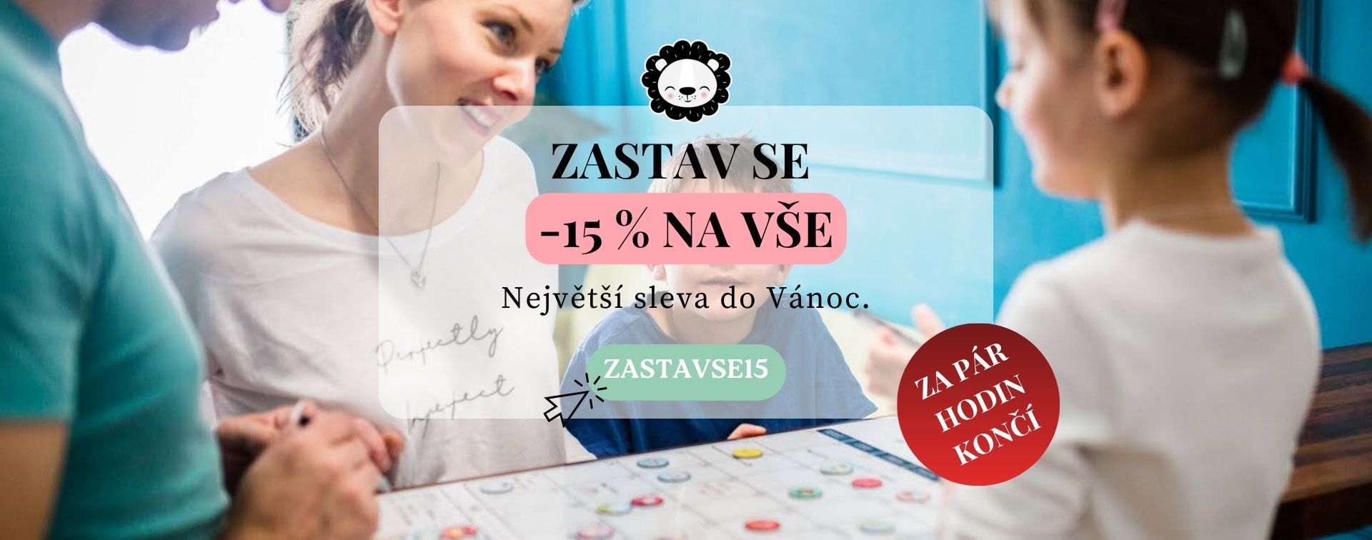 Banner k akci Lyonis – sleva 15 % na celý sortiment, kód ZASTAVSE15