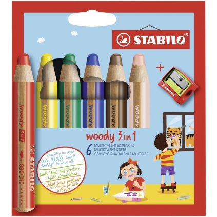 Pastelky Stabilo Woody 3 in 1 - sada 6 barev