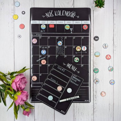darkovy set cerny combo kalendar magneticky tydenni mesicni cerne menu