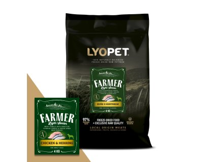 Farmer Light Chicken & Herring  (Kvalitní granule pro psy seniory Lyopet – Kuře, Herynek a kril LIGHT)
