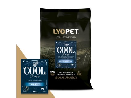 Cool Puppy Turkey  (Za studena lisované granule pro štěňata Lyopet – 88 % krůtího a kachního masa, vyrobeno v ČR)