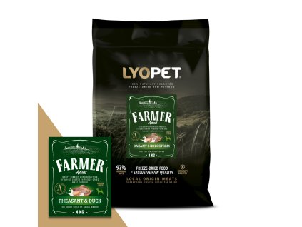 Farmer Adult Mini Pheasant & Duck  (Kvalitní granule pro psy Lyopet – Bažant, kachna a kolostrum - BEZOBILNÉ)