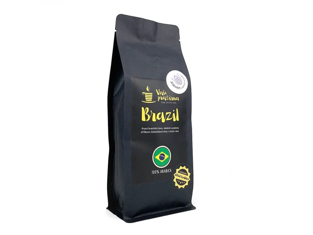 72 1 cerstve uprazena brazilska kava santos oznacena logem 100 arabica a znamkou kvality jeseniky originalni produkt