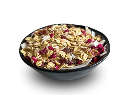 Nepečené müsli s lyofilizovaným granátovým jablkem a fíky