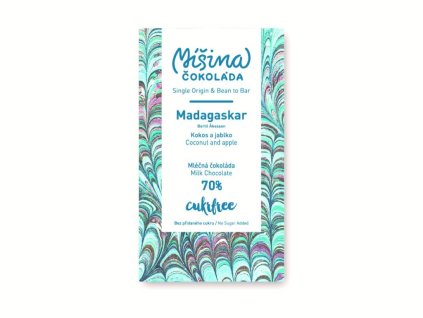 CUKRFREE MLÉČNÁ ČOKOLÁDA 70% MADAGASKAR S KOKOSEM A JABLKY