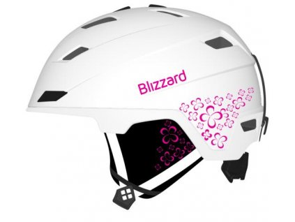 Lyžařská helma Blizzard VIVA DOUBLE - white matt/magenta flowers