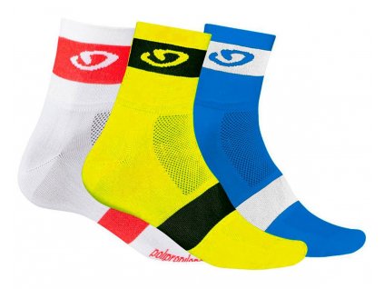 Giro COMP RACER SOCKS 3 PACK - bílá, žlutá, modrá