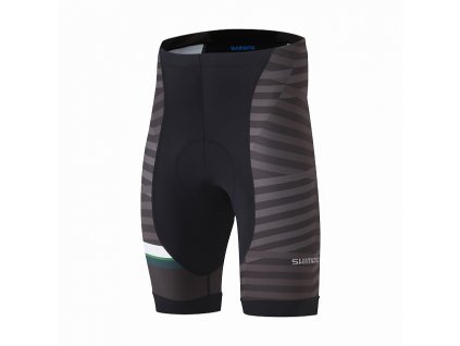 Cyklistické kraťasy Shimano TEAM SHORTS, Black / Green (veľkosť L)