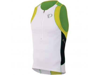 Cyklistický dres Pearl izumi ELITE In-R-Cool TRI SINGLET white green flash (veľkosť S)