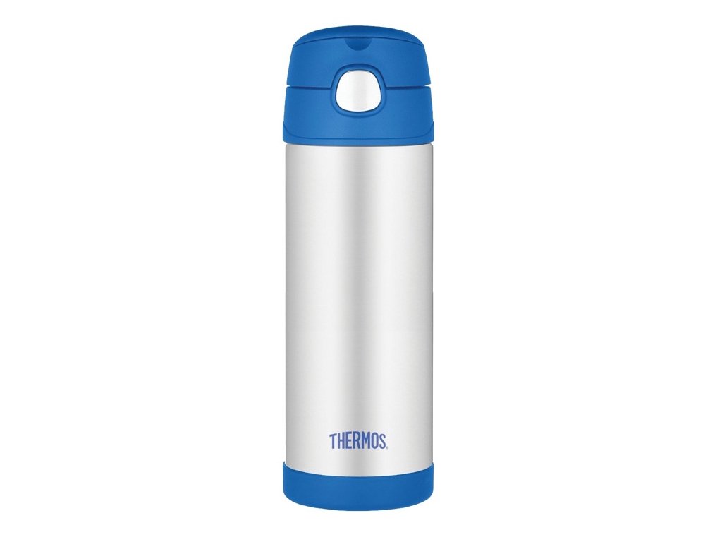 Thermos - FUNtainer dětská nerezová termoska s brčkem 470 ml modrá
