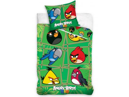 Angry Birds dětské barevné povlečení GREEN