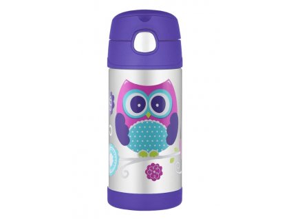 Thermos - dětská termoska s brčkem sova 355 ml