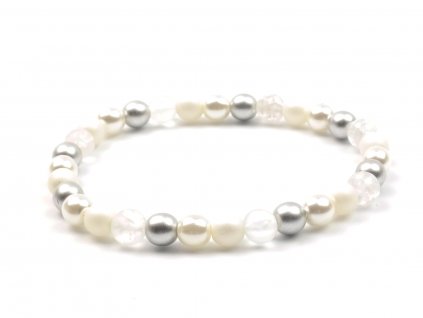 Moni - dámský náramek perly bílé křišťál