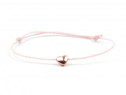 Moni dámský náramek světle růžový se srdíčkem rose gold