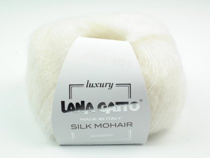 Lana Gatto pletací příze mohér hedvábí SILK MOHAIR bílá