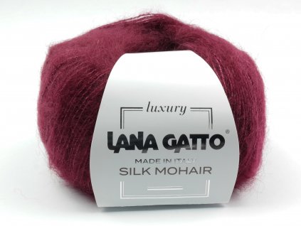 Lana Gatto pletací příze mohér hedvábí SILK MOHAIR vínová