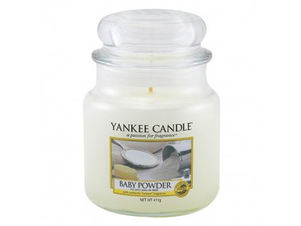 Svíčka ve skleněné dóze Yankee Candle, Dětský pudr, 410 g