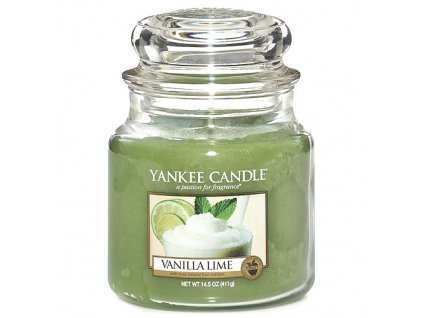 Svíčka ve skleněné dóze Yankee Candle, Vanilka s limetkami, 410 g