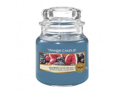 Svíčka ve skleněné dóze Yankee Candle, Lahodné moruše a fíky, 104 g