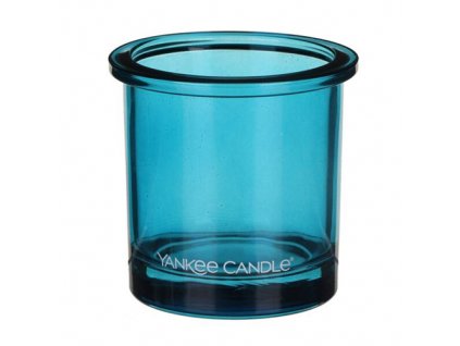 Svícen skleněný Yankee Candle modrý výška 7 cm
