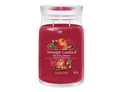 Svíčka ve skleněné dóze Yankee Candle Věnec z červených jablíček 567 g