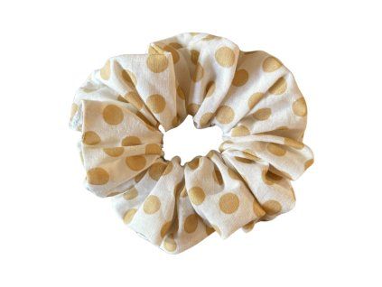 Moni gumička do vlasů bílá beige dots L