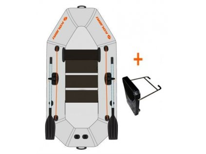 Čln Kolibri K-220 T šedý, lamelová podlaha + držiak motora
